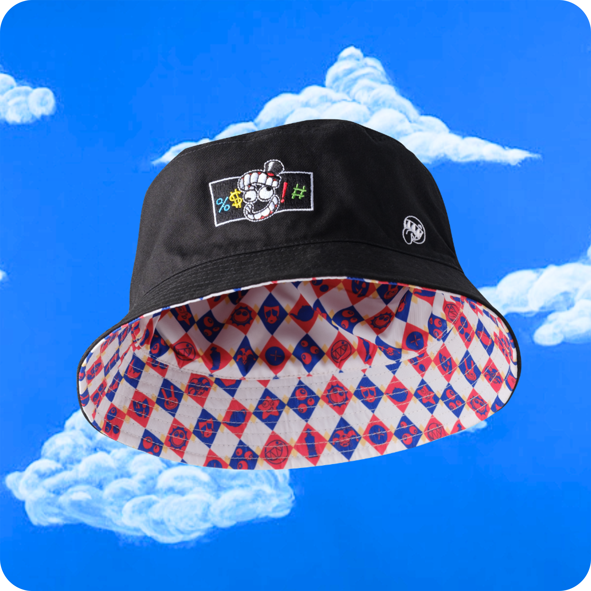 Reversible Digital Circus Bucket Hat – Cotton & Polyester